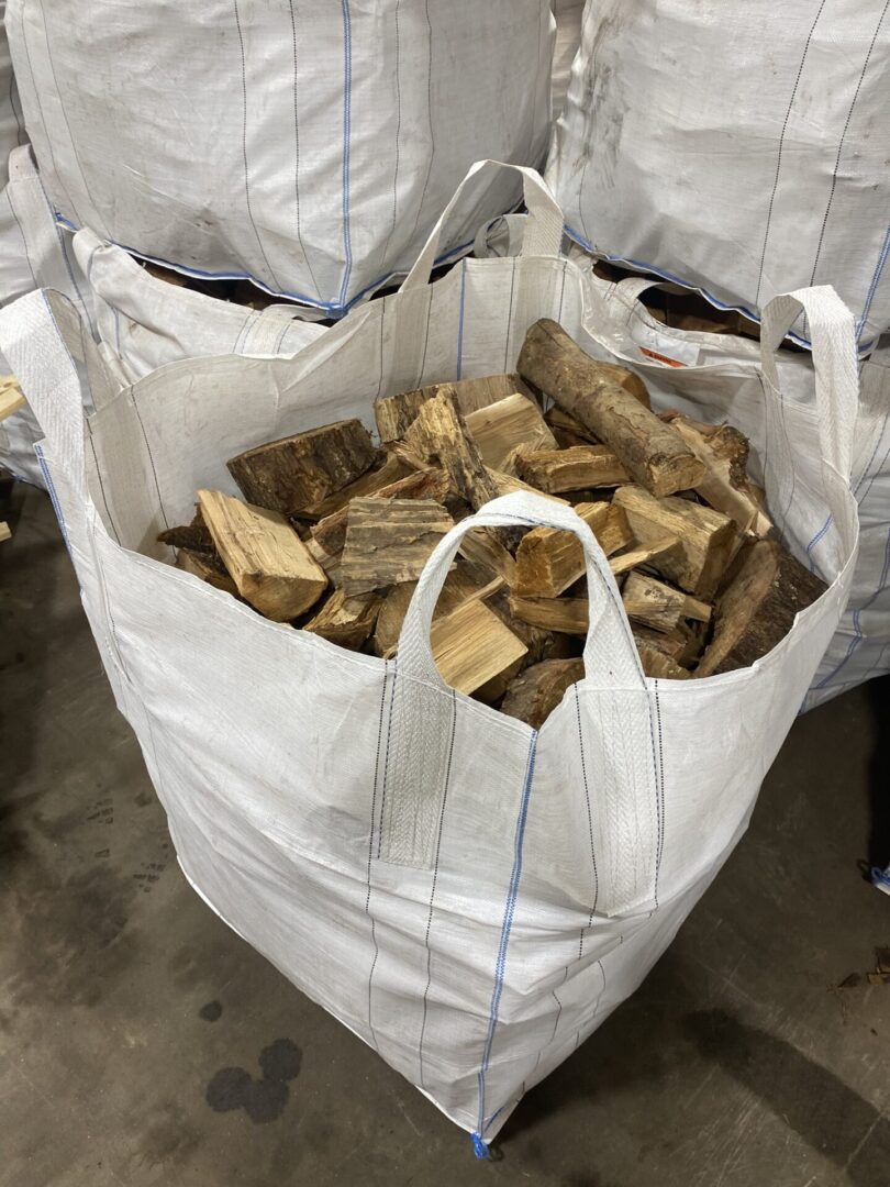 White bags of kiln dried chunks